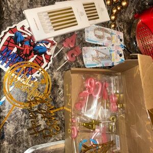 Gold and Pink Birthday Party Supplies Set w/Spiderman decor